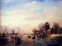 Jan Jacob Coenraad Spohler - Skaters On A Frozen River